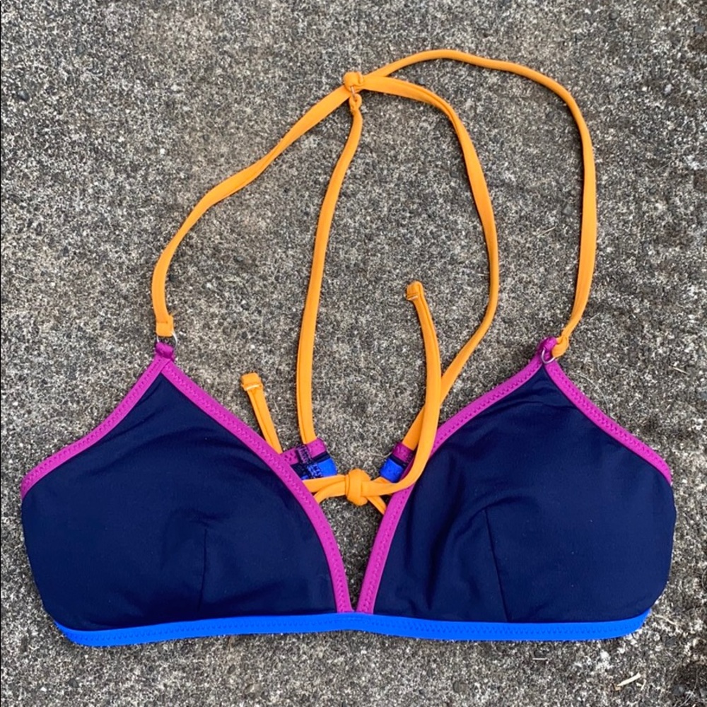Athleta multi-color tie back triangle bikini top